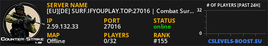 [EU][DE] SURF.IFYOUPLAY.TOP:27016 | Combat Surf (24/7) | Bhop/Knives/Levels/Ranks | International | German Hosting